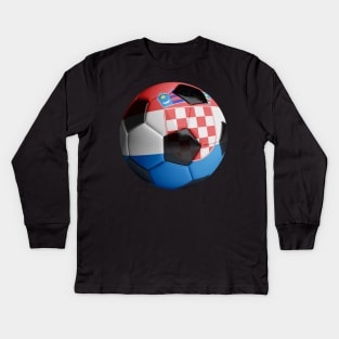 Croatia Flag Soccer Ball Kids Long Sleeve T-Shirt